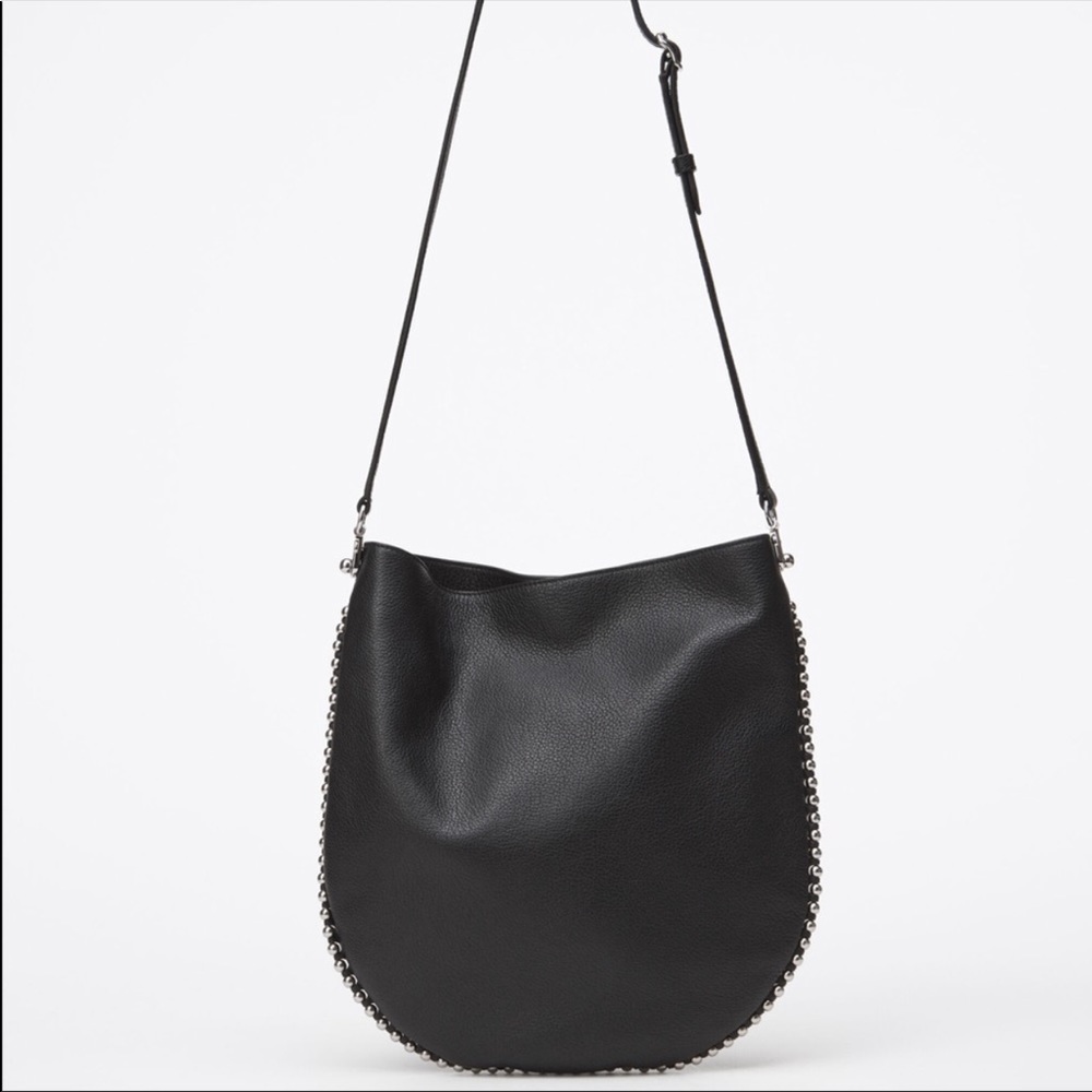 Auth Alexander Wang Black Shoulder Bag studded silver balls crossbody shoulder